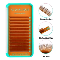 Premium Brown Colored Volume Eyelash Extensions 0.07mm - 1