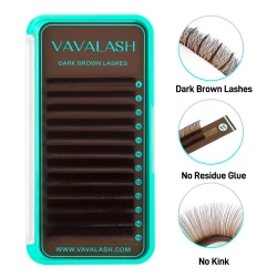 Premium Dark Brown Colored Volume Eyelash Extensions 0.07mm - 1