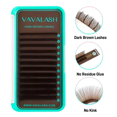 Premium Dark Brown Colored Volume Eyelash Extensions 0.07mm - 1