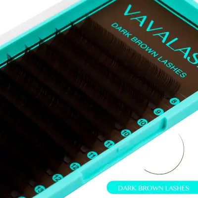 Premium Dark Brown Colored Volume Eyelash Extensions 0.07mm - 2